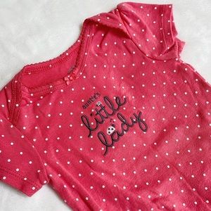 Baby Girl Onesie Short Sleeve Carter’s 9 Month Pink White Polkadot Aunt Theme